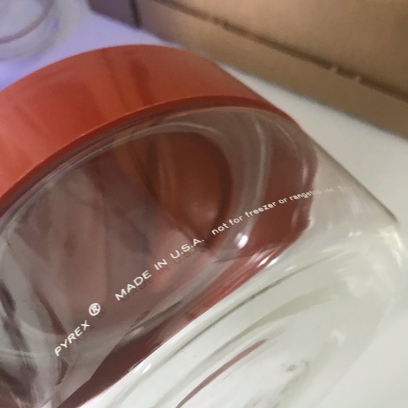 2 Vintage Pyrex Store N See Glass Canister Brown Lid  Pyrex Store N See Canister